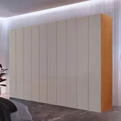 Roupeiro Casal Everest Em Mdf 10 Portas E 10 Cabideiros Naturalle/off White Sem Gavetas