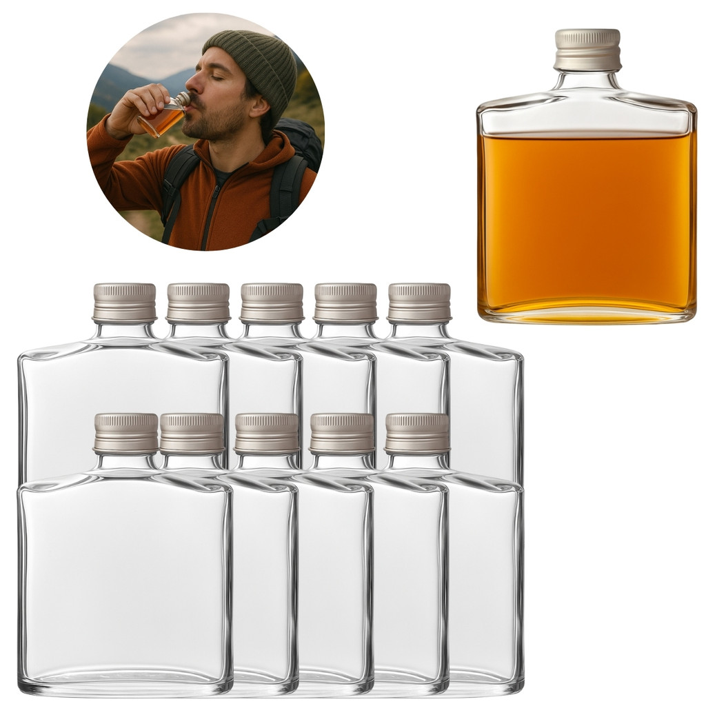 Kit 10 Cantis Vidro 100ml com Tampa Para Bebidas
