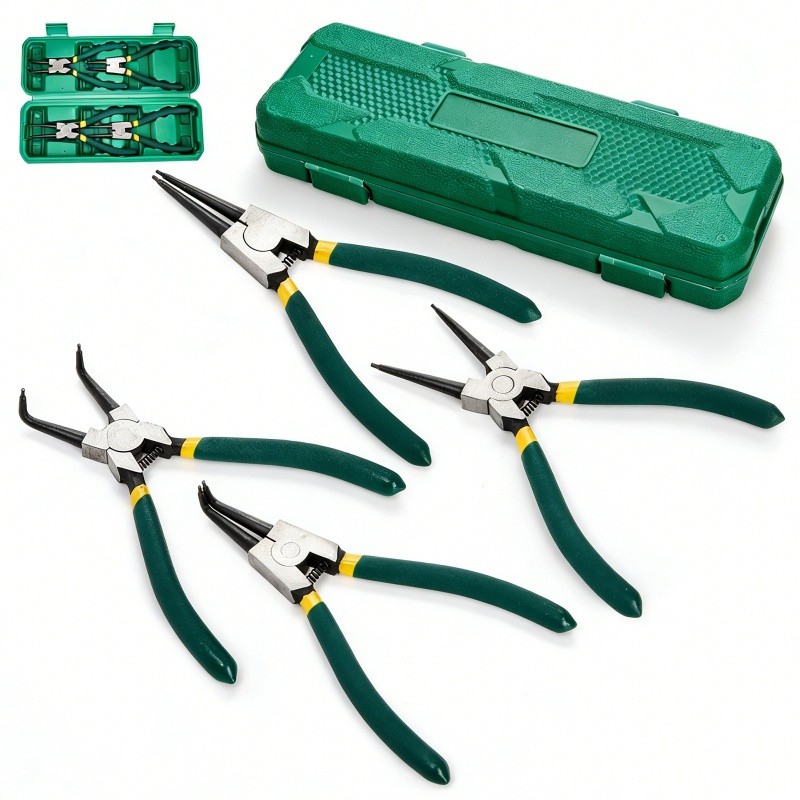 Kit Jogo 4 Alicate Para Anel Extrator De Anel Interno E Externo Bico Curvo E Reto Pronta Entrega