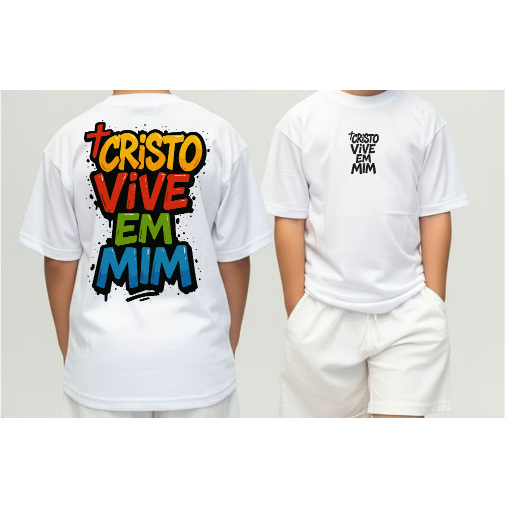 STREETGANG Camiseta Infantil Streetwear Malha 30.1 100% Algodão Camisa Juvenil Estilosa Cristo vive em mim