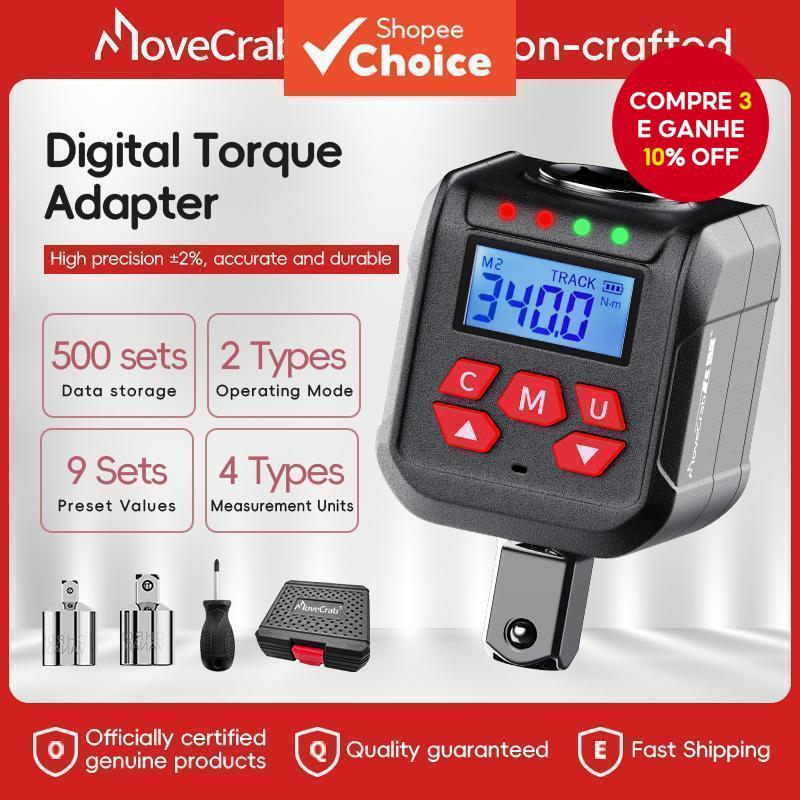 Adaptador De Torque Digital MoveCrab De Uma Peça , Unidade De 1/2 " , Inclui Chave Eletrônica De 3/8 " E 1/4 " Para Repa em Oferta na Shopee
