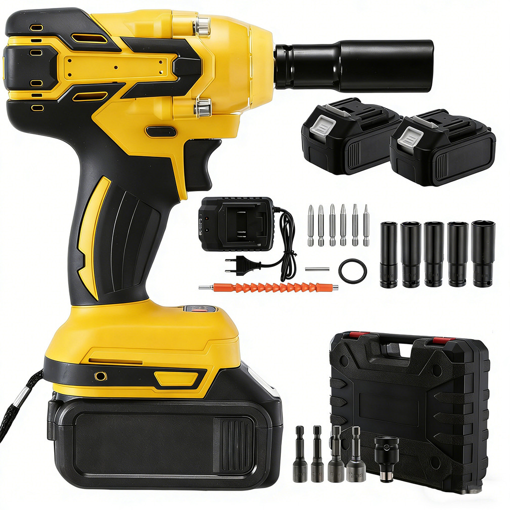 Chave De Impacto Recarregável De 48 V 1/2 Polegada , Portátil Robusto-Conjunto De Grau Profissional , Inclui 2 Baterias em Oferta na Shopee
