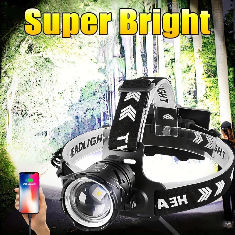 Lanterna Cabeça HeadLamp T6 LED High Power Recarregável Super Potente Profissional AjustávelTrilha Camping Pesca Noturno