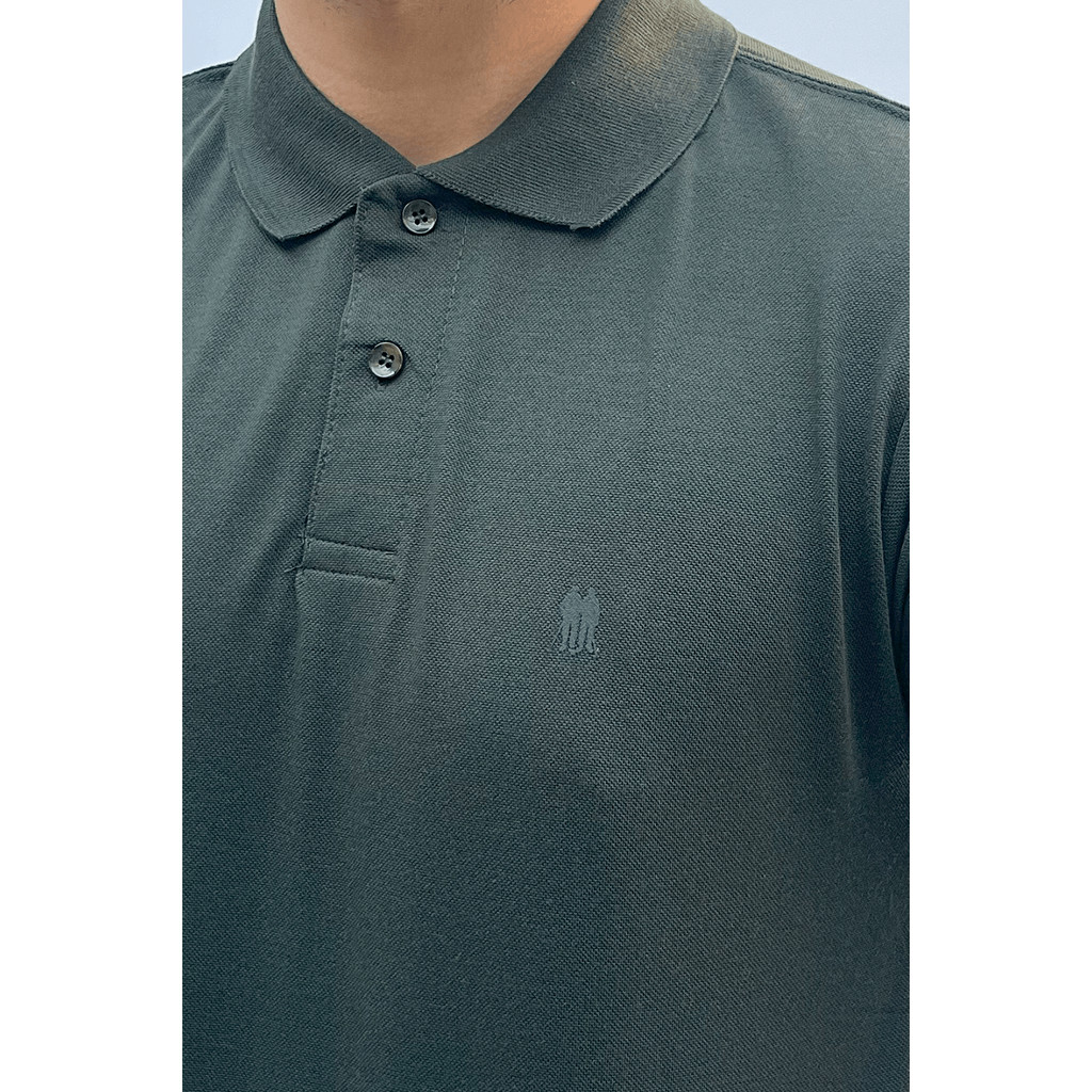 Polo Masculina Piquet Básica Com Botões Polo Wear Verde Escuro