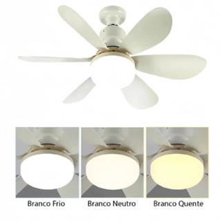 Ventilador de Teto com Lampada LED Integrada Bocal E27 6 Pétalas 60w 3 Velocidades C Controle Remoto em Oferta na Shopee