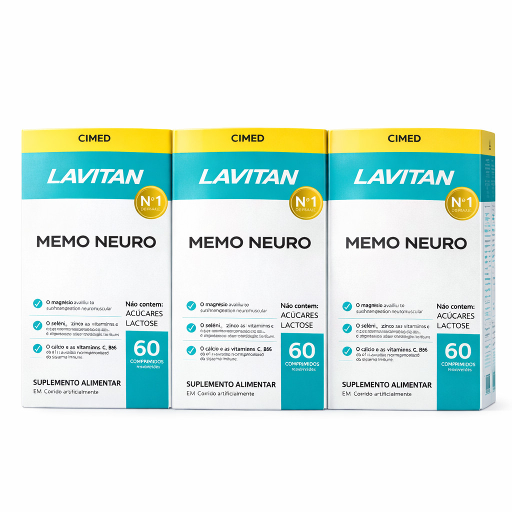 Kit 03 Vitamina Lavitan Memória Memo Neuro 60 Comp - Cimed