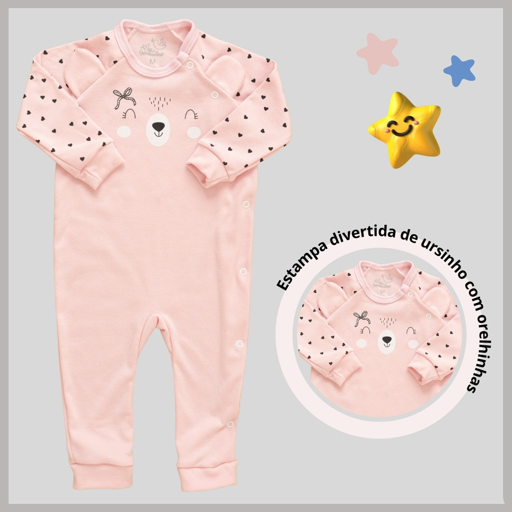 Macacão Suedine De Bebê 100% Algodão Comprido Conforto MP1090-1214-C5 em Oferta na Shopee