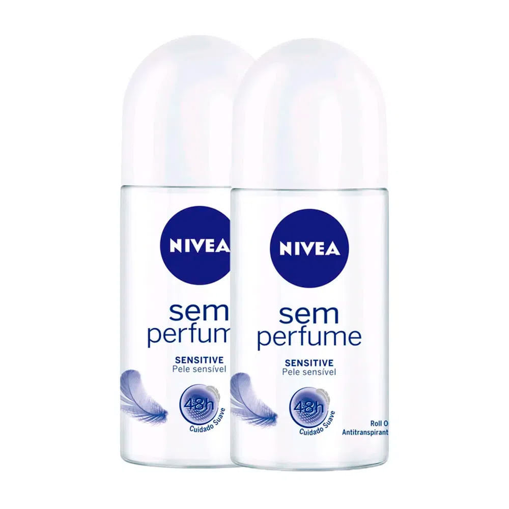 Kit 2 Desodorante Antitranspirante Nivea Roll On Sem Perfume 50ml