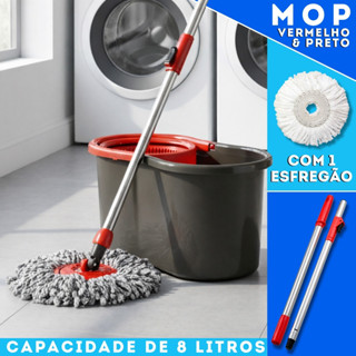 Mop Girátorio Cleaner Profissional – Balde com Centrífuga 8L + Refil e Cabo Reforçado ENVIO IMEDIATO em Oferta na Shopee
