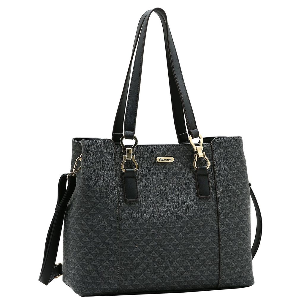Bolsa Tote New Chenson Elemento Gráfico Preto