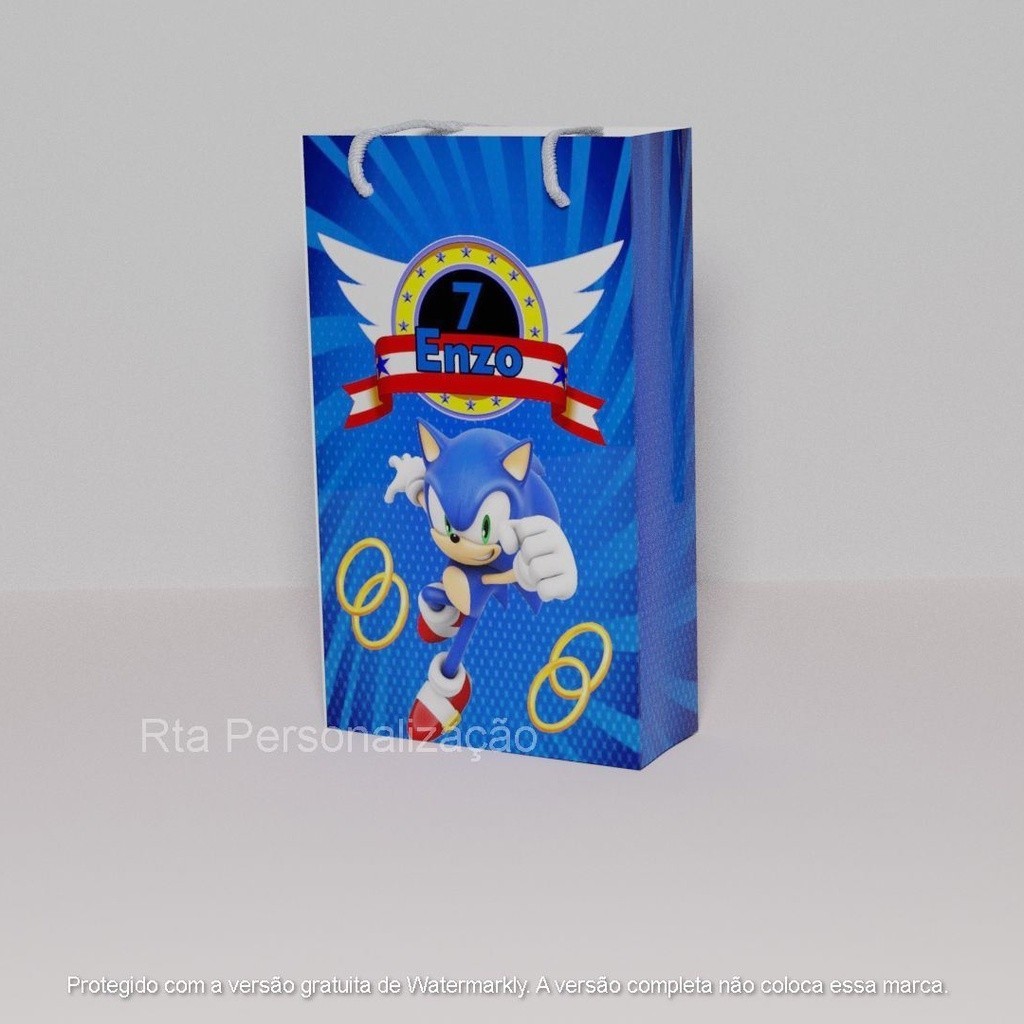 kit 30 sacolinhas sonic personalizadas