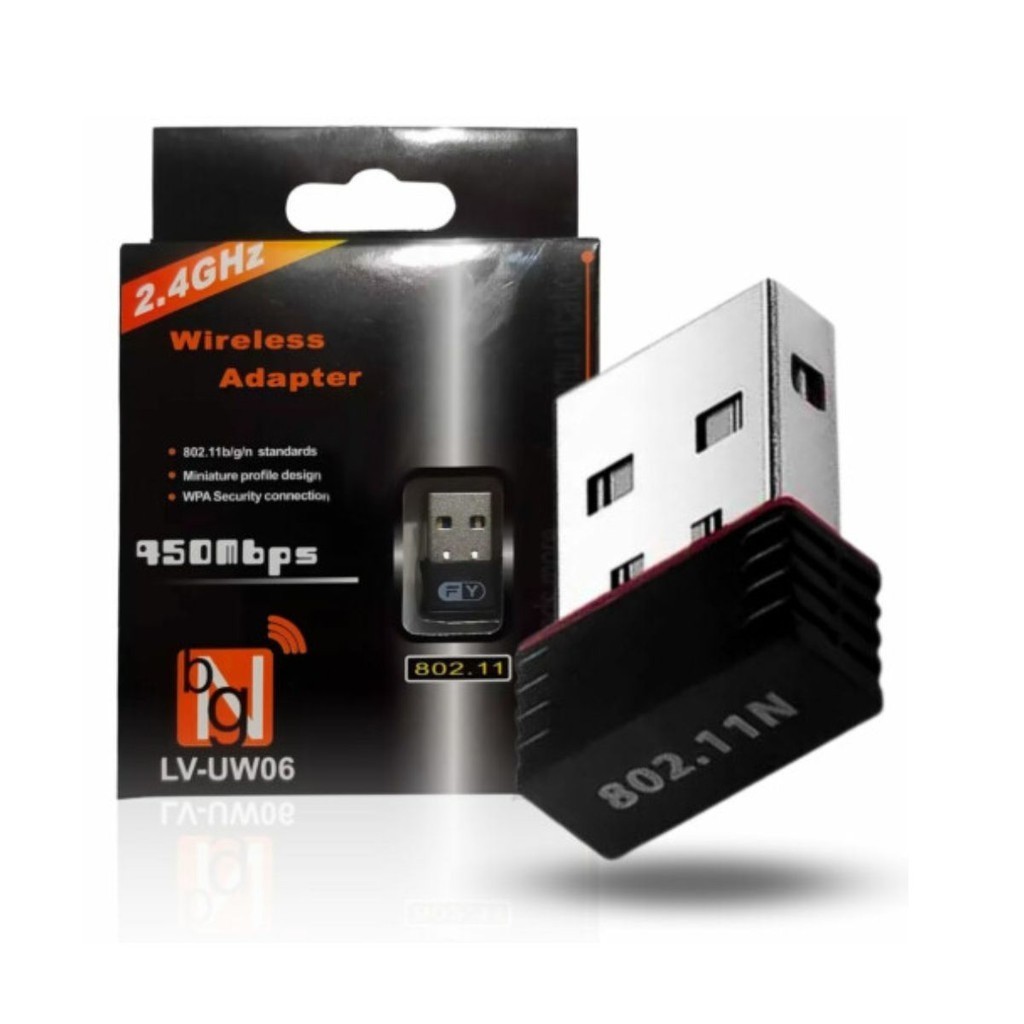 Adaptador USB 2.0 Wireless WiFi 950Mbps Mini/ Alta Velocidade/ Conexão Rápida e Estável Para PC e Notebook - WYL