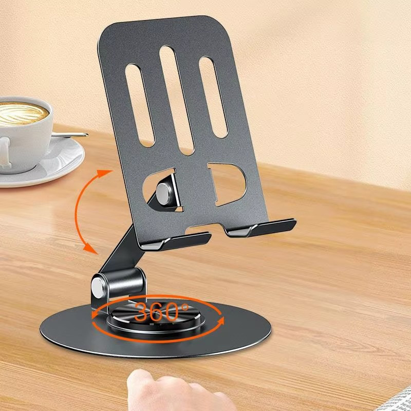 Suporte Alumínio de Mesa Base Rotatória Ajustável 360º Para Smartphones e Tablets
