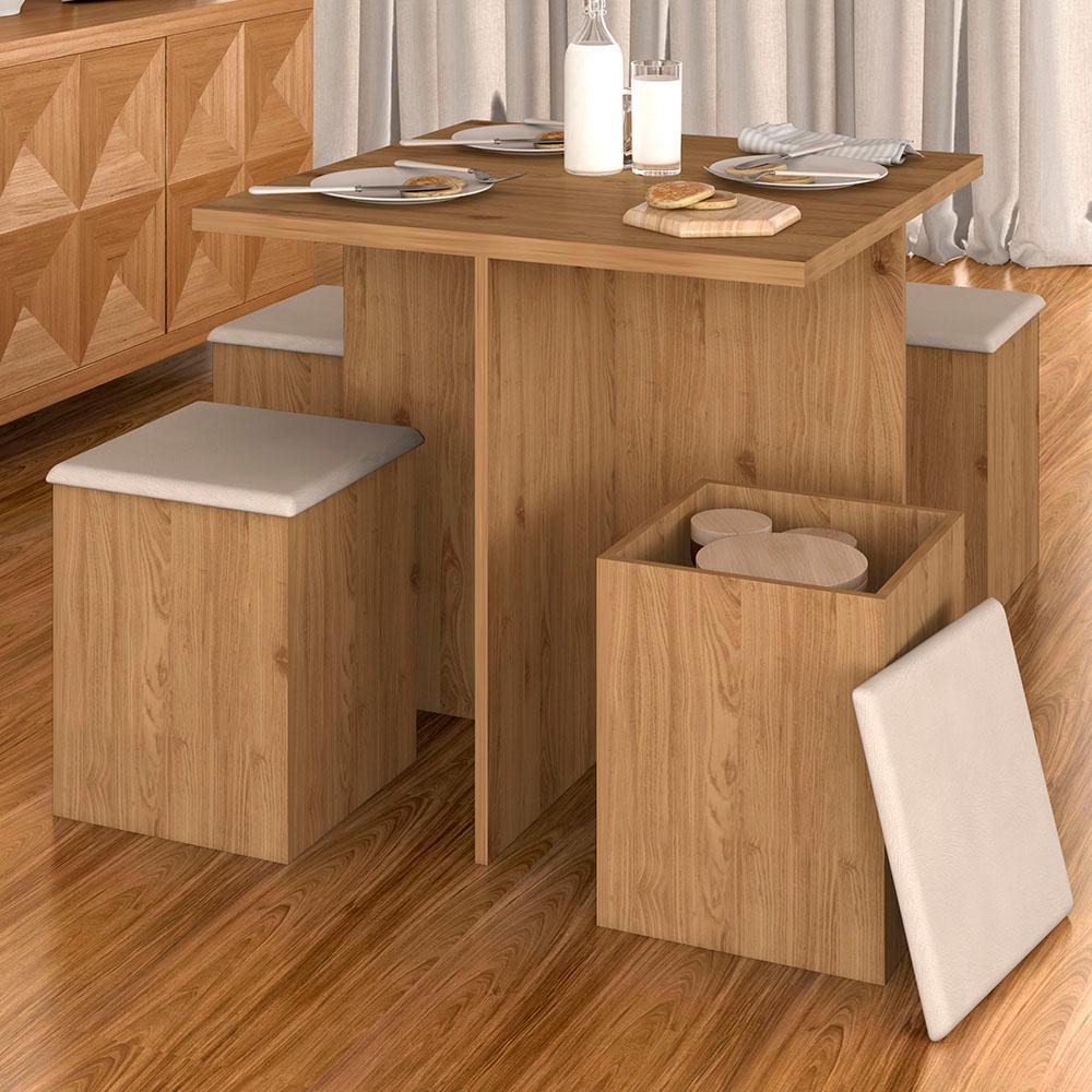 Conjunto Sala De Jantar 4 Banquetas Berlim Cinamomo Moveis Arapongas em Oferta na Shopee