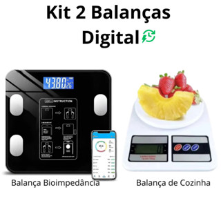 Kit 2 Balanças Digital Cozinha e Bioimpedância Para Dieta e Nutrição Fitness em Oferta na Shopee