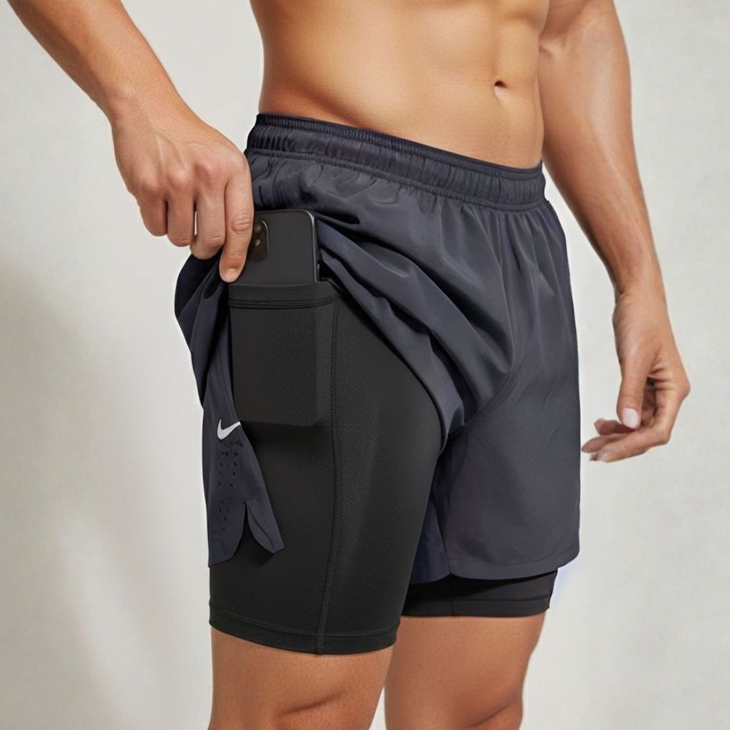 Bermuda 2 em 1 Compressão Academia Com Bolso Elastano Masculino Sport Treino