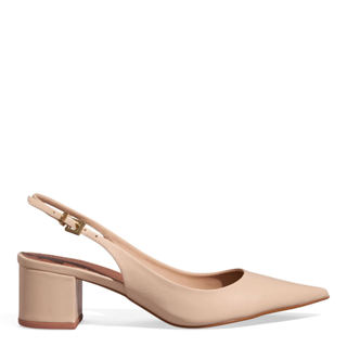 Scarpin Santa Lolla Nude Couro Slingback Salto Bloco em Oferta na Shopee