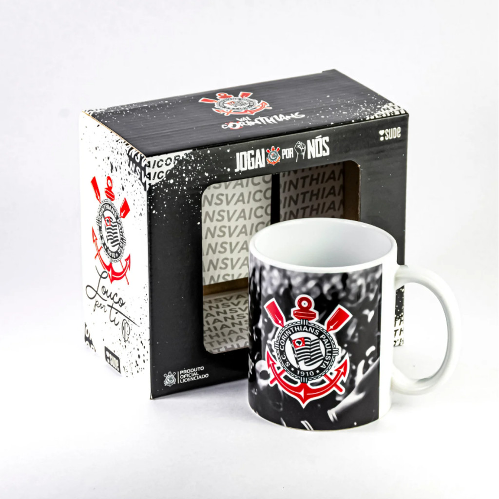 Caneca Corinthians 330ml Jogai por nós Presente Oficial | Caneca de Café Corinthians Licenciada 330ml
