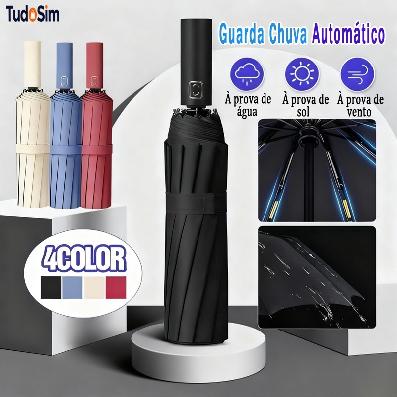 24K Guarda-Chuva sobrinha Automático Abre E Fecha Reforçado Contra Vento Proteção Solar Blackout