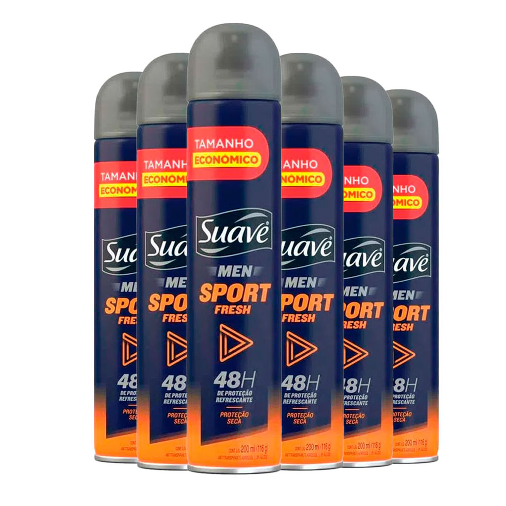 Kit Desodorante Aerosol Suave Men Sport Fresh 200ml C/6 Unidades em Oferta na Shopee
