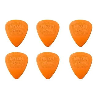 KIT 6 PALHETAS NYLON MIDI 0,67MM LARANJA DUNLOP