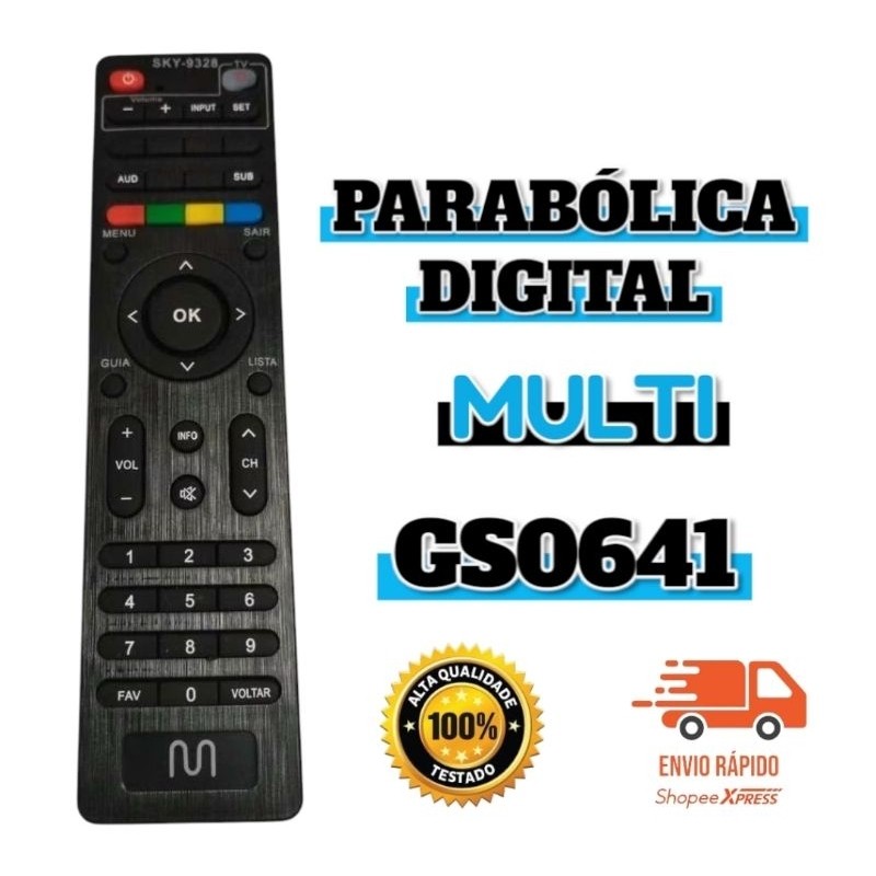 Controle Remoto Compativel Parabolica Digital Multi Multilaser GS0641 SKY-9328