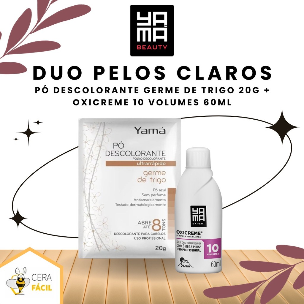 Kit Duo Pelos Claros Yamá - Pó Descolorante Germe de Trigo 20g + Oxicreme 60ml