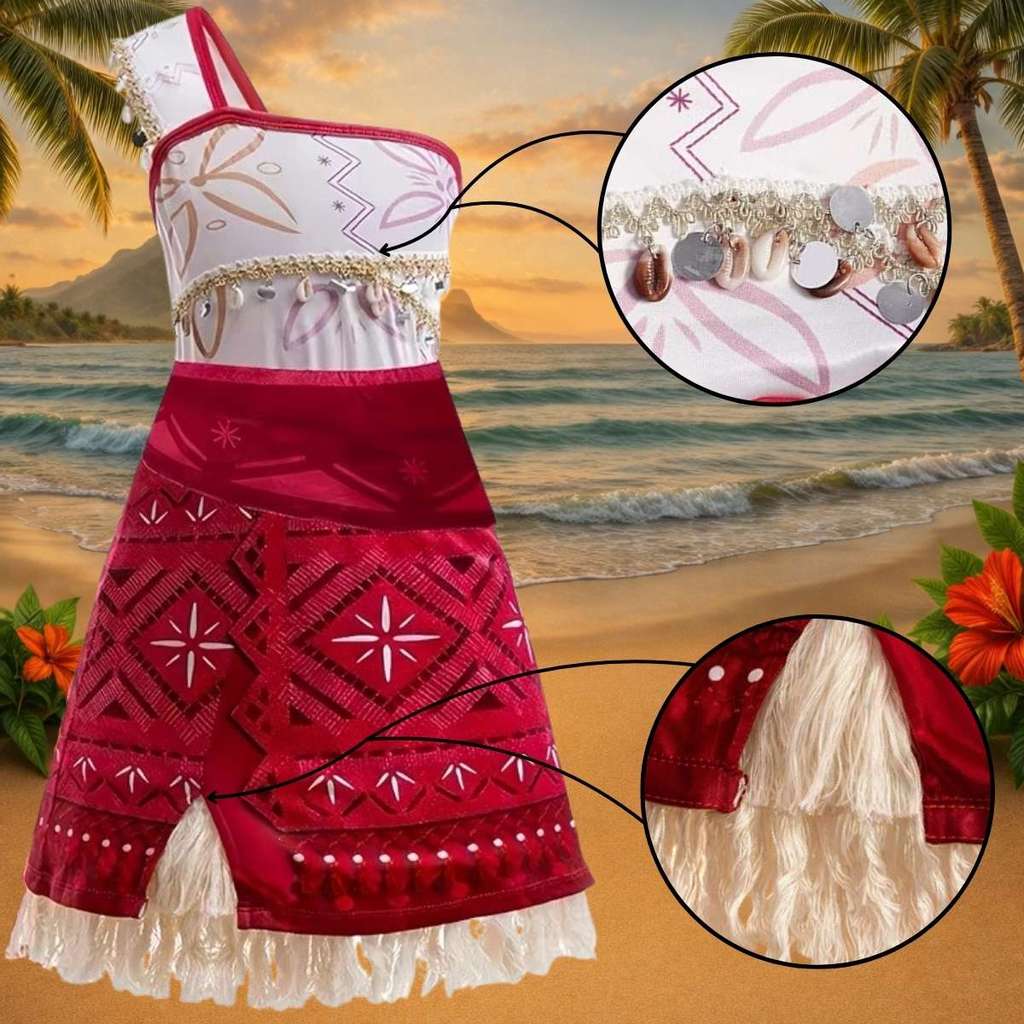 Vestido Fantasia Moana Infantil – Tema Oceania para Festas e Cosplay