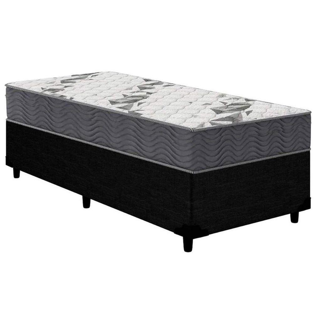 Conjunto Box Solteiro: Colchão Anatômico Ortobom D33/ Airtech 100 + Base CRC Courano Black(88x188)