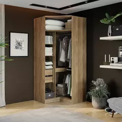 Guarda-Roupa de Canto Sem Portas Closet Kappesberg Adapt Nogueira 105cm