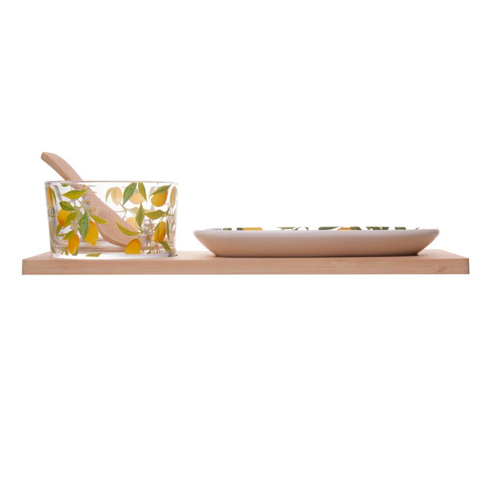 3 Pecas para Servir Siciliano 28cm x 10,5cm x 6cm Bambu Lyor Conjunto para Mesa Posta Café e Servir Qualidade Jantar Uso · foto 2