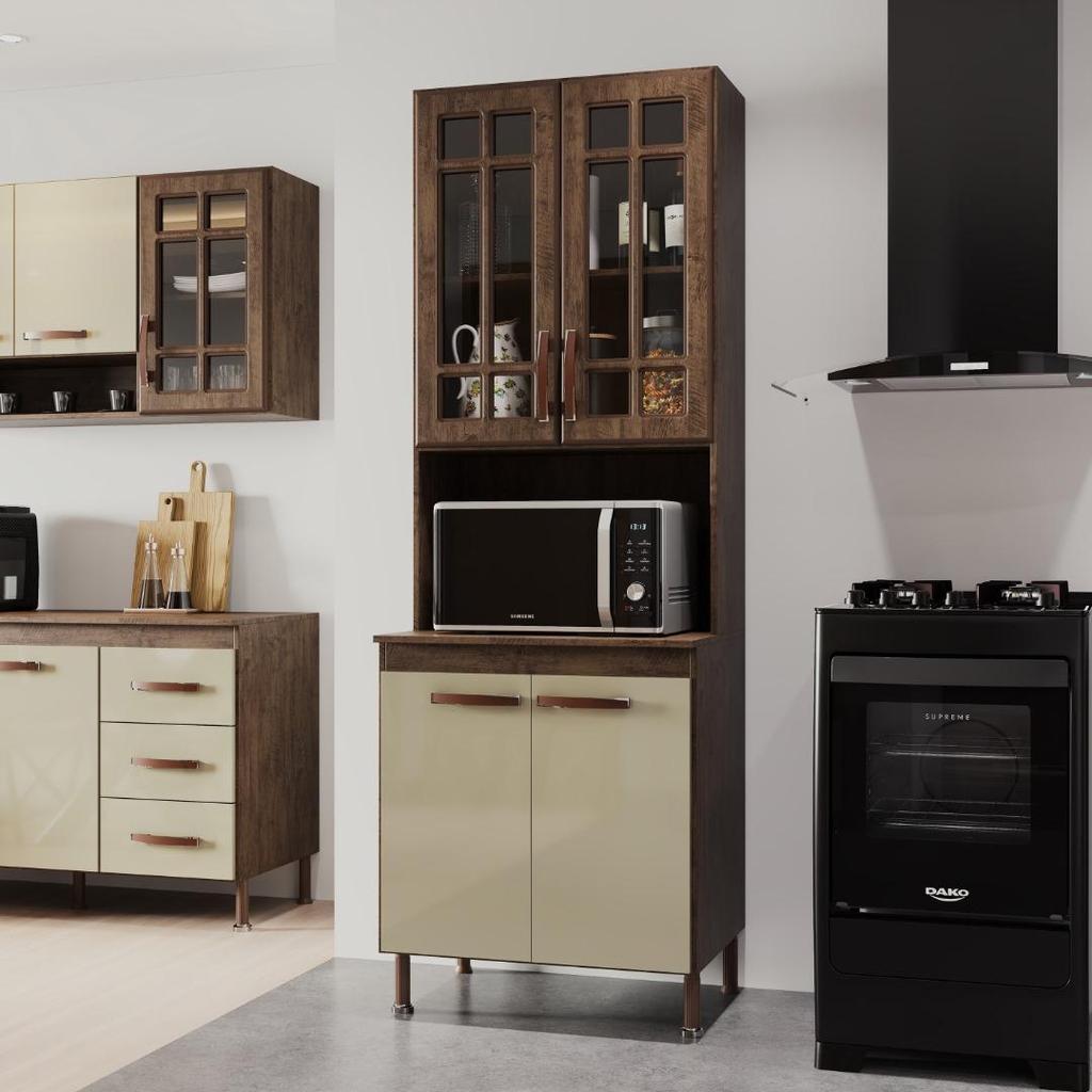 Torre Quente Modulada Com Vidro Para Forno Fidelitá Lisboa 70cm 4 Portas Noce/Off-White em Oferta na Shopee