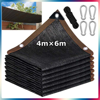 Tela de sombreamento para pátio cobertura de proteção solar para exterior com ilhós metálicos - 4x6m Preto
