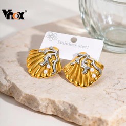 Brincos De Concha De Pérola Vnox Para Mulheres E Meninas , Acessórios De Praia Hipoalergênicos De Aço Inoxidável Dourado