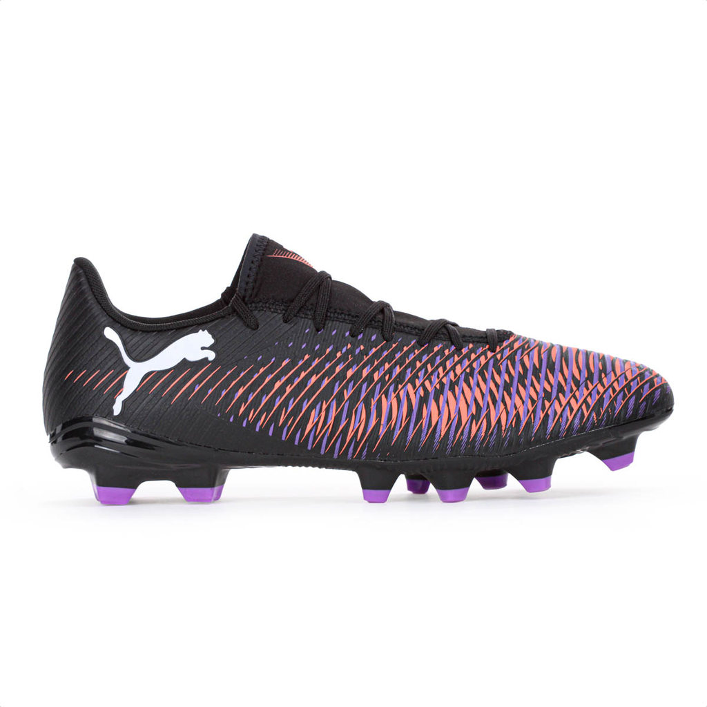 Chuteira Puma Campo Future 8 Play Neymar Jr Preto Roxo e Laranja - Masculino