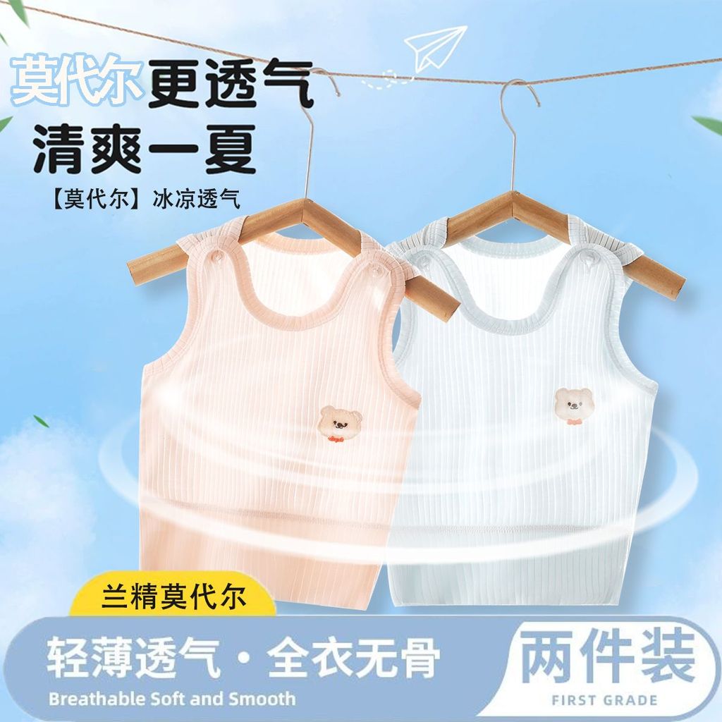 Bebê verão fino barriga proteção colete Modal respirável recém-nascido sem mangas camisola topo masculino feminino bebê