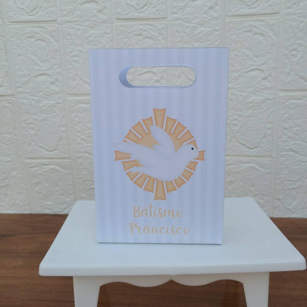 PEGUE E MONTE Lembrancinha Sacolinha PP Personalizada Boca de Palhaço BATISMO BATIZADO DIVINO ESPIRITO SANTO