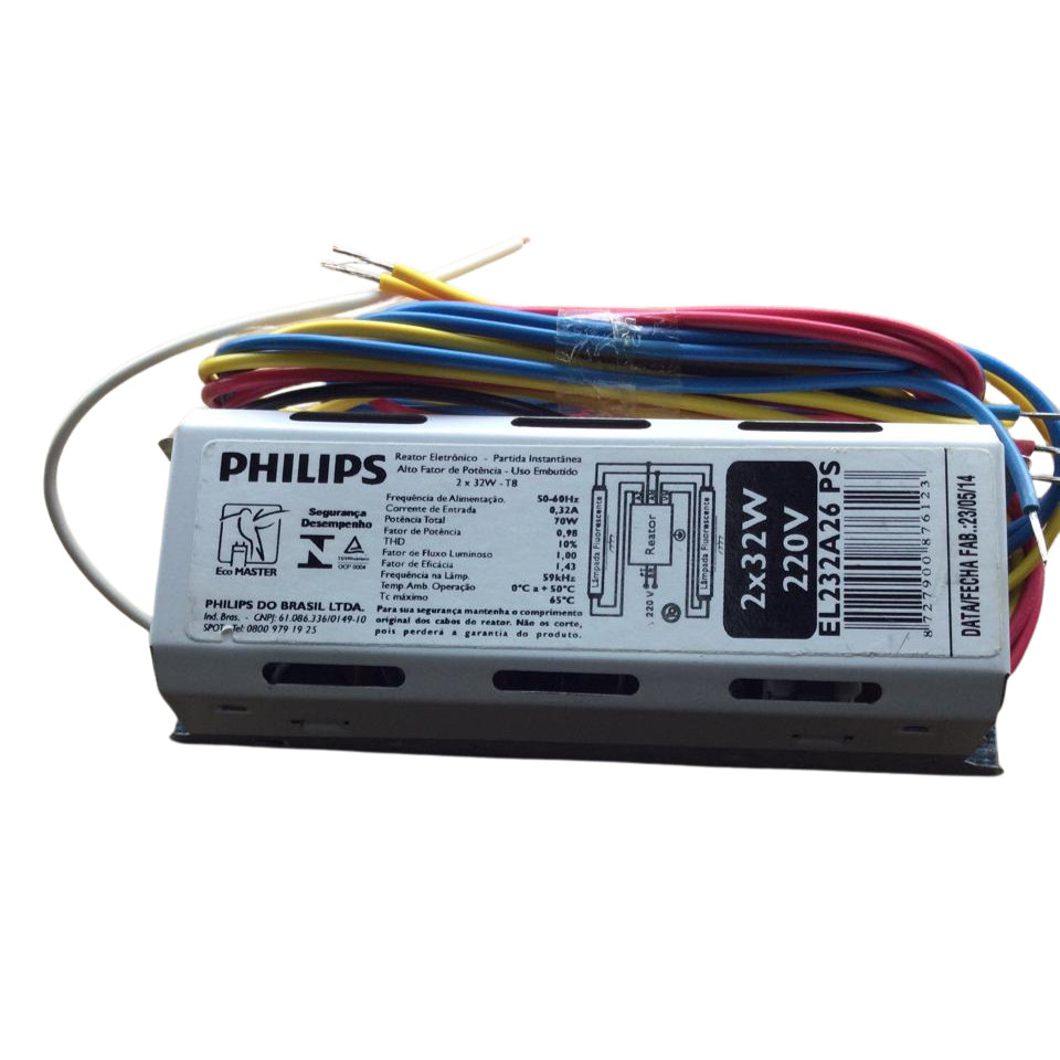 REATOR ELETRÔNICO PHILIPS EL232A26 PS 2X32 W 220 V - ORIGINAL ALTA PERFORMANCE PARA ILUMINAÇÃO PROFISSIONAL