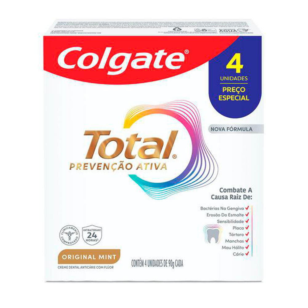 Creme Dental Colgate Total Original Mint 4 Unidades 90g Cada Preço Especial em Oferta na Shopee