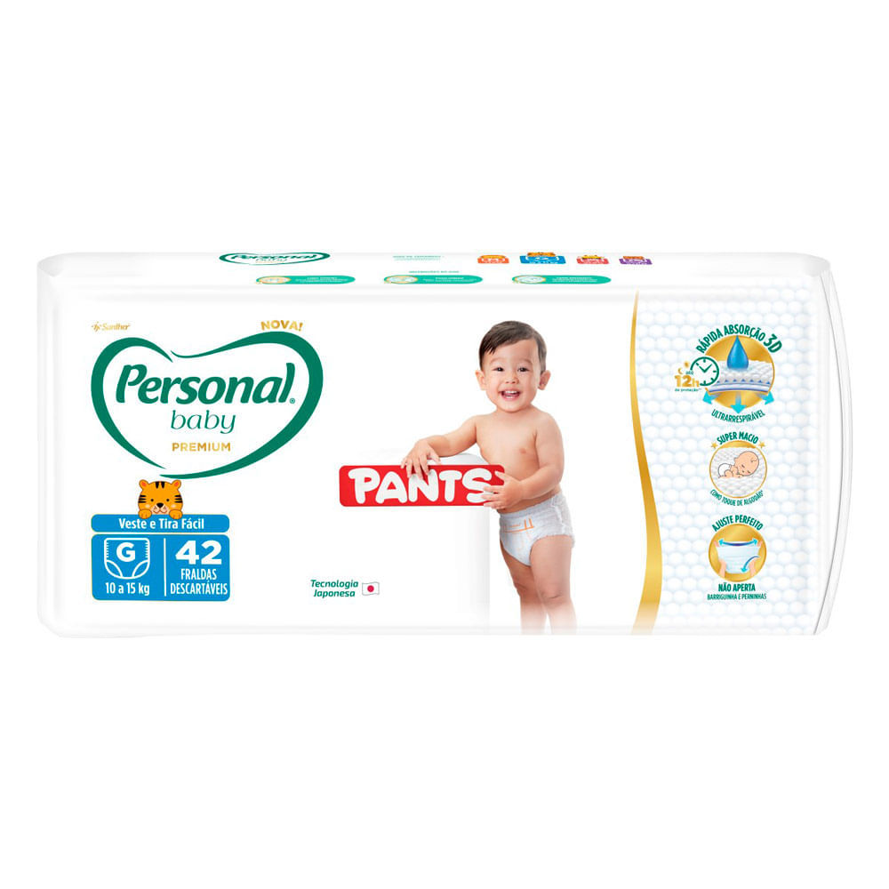 Fralda Personal Baby Premium Pants Tamanho G com 42 Unidades em Oferta na Shopee