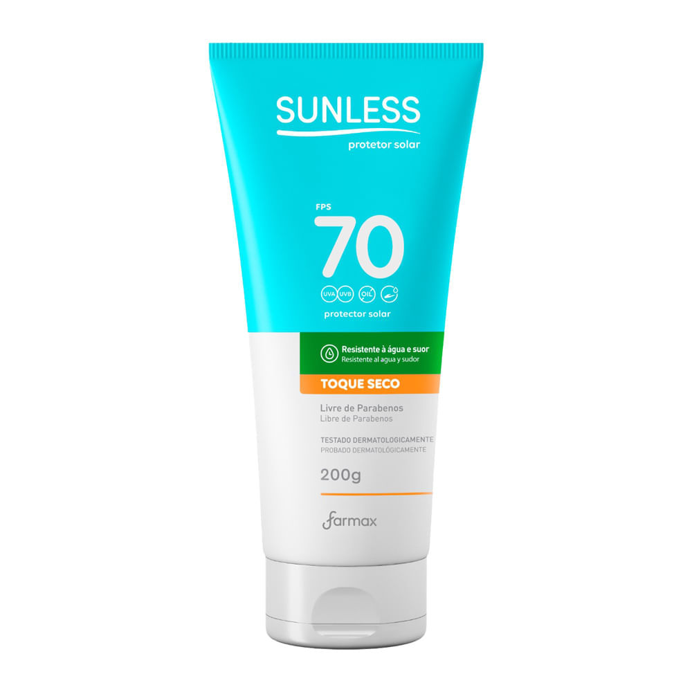 Protetor Solar Sunless FPS 70 Toque Seco 200g em Oferta na Shopee
