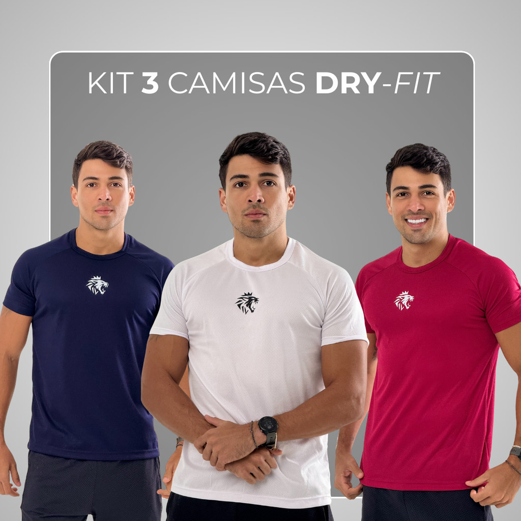 Kit 3 Camisetas Masculinas Dry Fit Academia Treino Musculação Leve Respirável Secagem Rápida - envio imediato