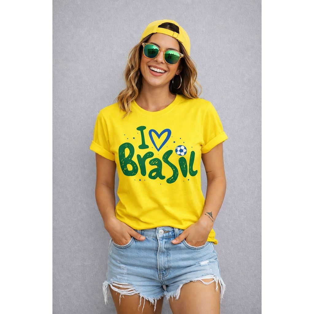 Camiseta Estampada Brasil HEXA I LOVE BRASIL Masculina Blusa Feminina 100% algodão Seleção Brasileira Copa Mundo