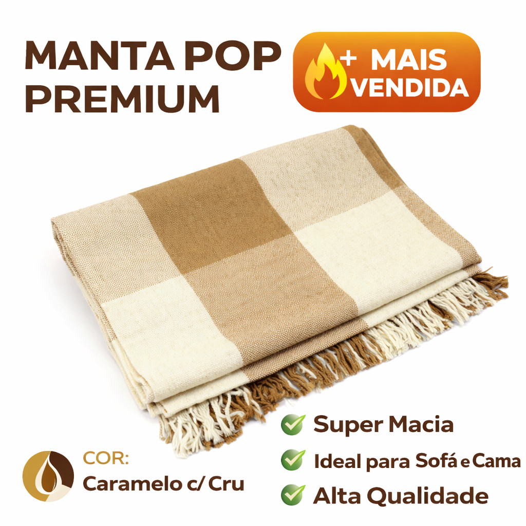 Manta Pop de Algodão 210x120m — Luxo Gigante, Decorativa e Protetora Para Sofá, Cama e Poltrona