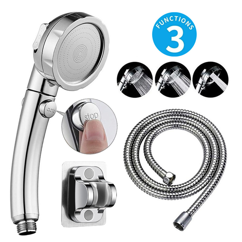 Chuveiro De Mão Alta Pressão Com Suporte Sem Furadeira 3 Pressão Ajustável