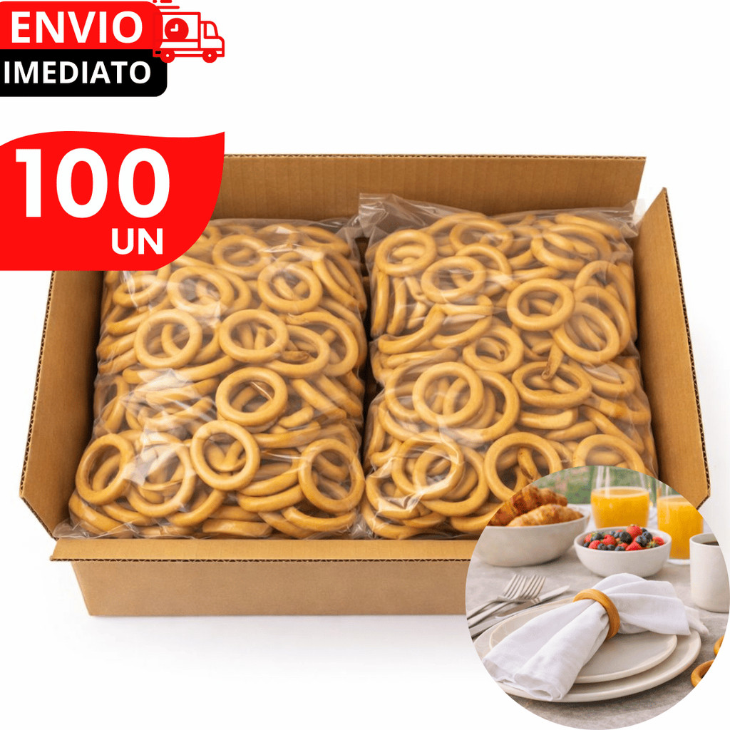 PACOTE PORTA GUARDANAPO ARGOLA DE MADEIRA ARTESANATO PREMIUM CEREJEIRA BEGE 5CM MESA PRENDEDOR FESTA