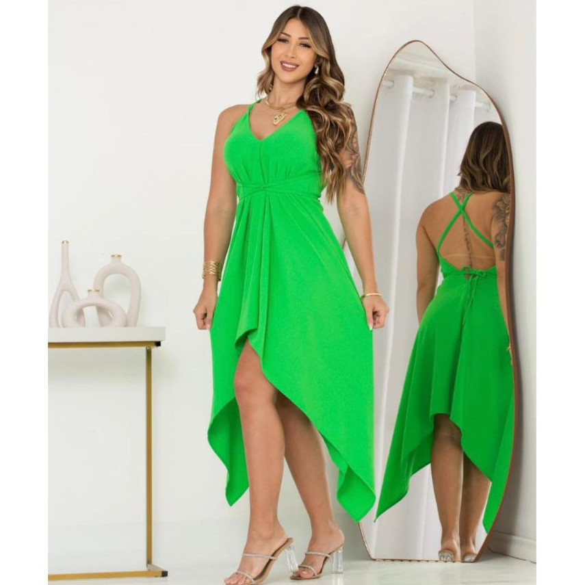 Vestido Feminino Envelope Alcinha Soltinho Com Bicos e Decote Costa Nua Sem Bojo Envio Rápido