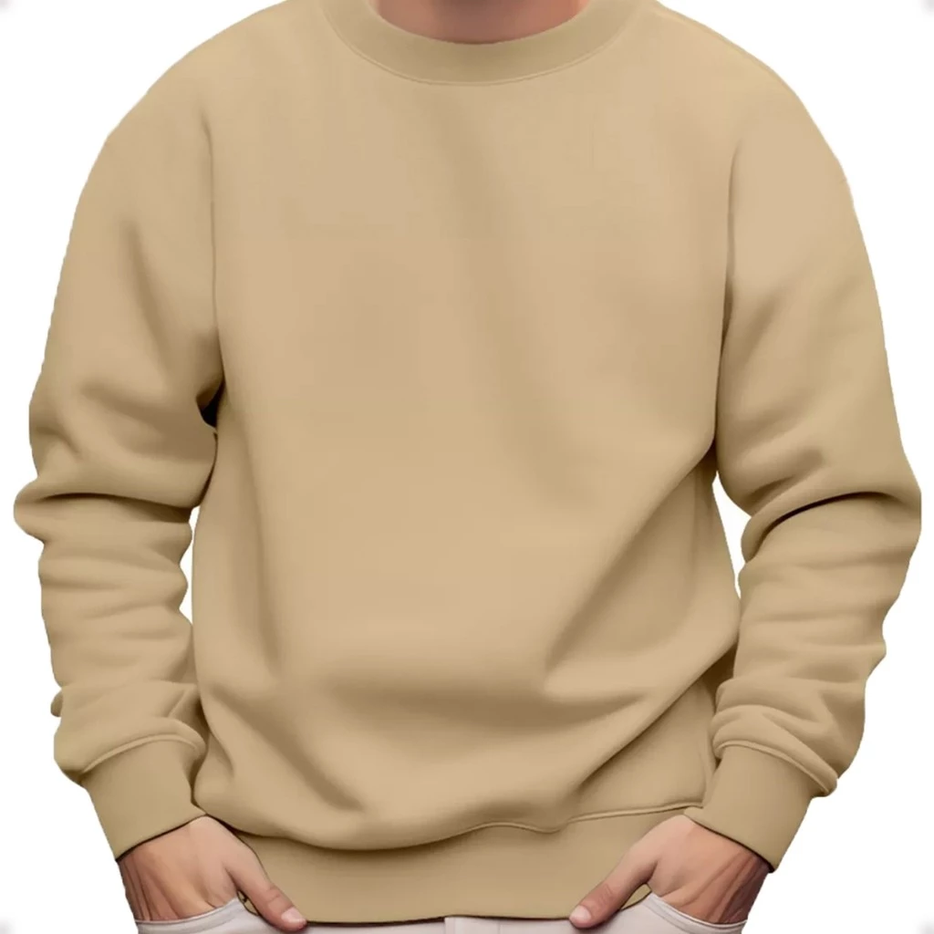 Moletom Gola Redonda Unissex Blusa De Frio Careca Casaco Feminino Masculino Flanelado Sem Estampa Algodão — imagem 1