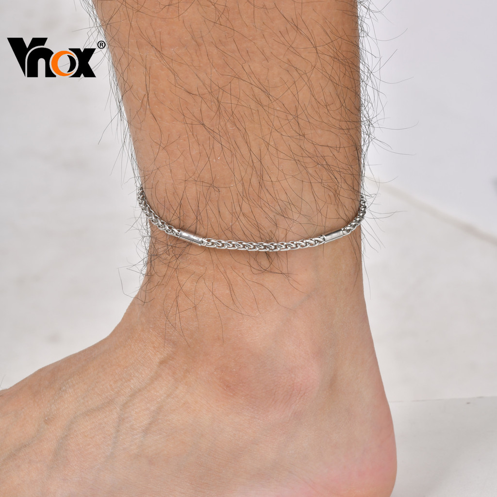 Tornozeleira Ajustável Com Corrente De Aço Inoxidável Da Moda Masculina Vnox Para Ele