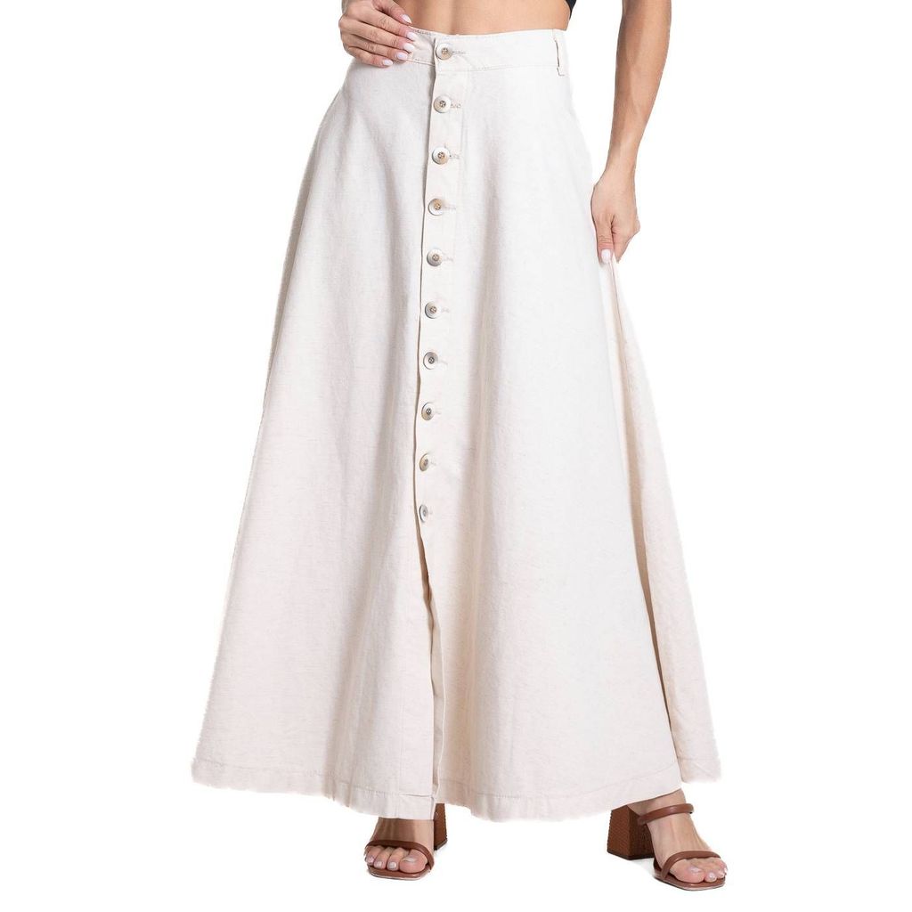 Saia Linho Sawary Midi - 281989 em Oferta na Shopee